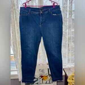 Forever 21 Blue Skinny Jeans Distressed Hem